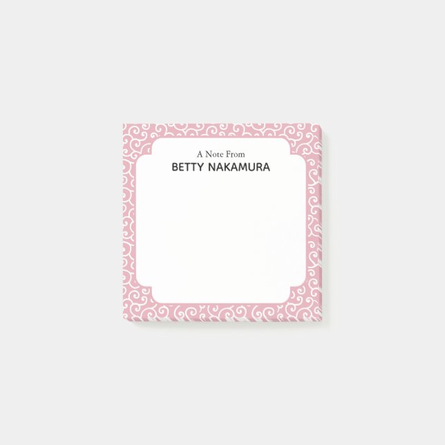 Notas Post-it® Patrón de vino japonés Karakusa rosa (Anverso)