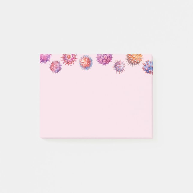 Notas Post-it® Patrón de virus bacterias rosadas (Anverso)
