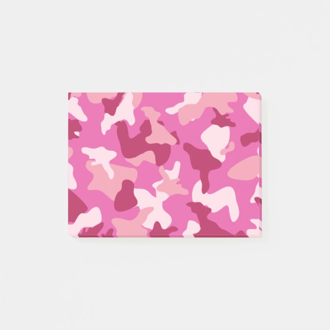 Notas Post-it® Patrón del ejército de camuflaje rosa (Anverso)