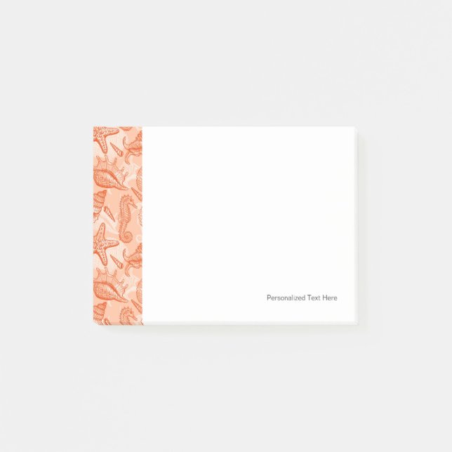 Notas Post-it® Patrón dibujado a mano del mar (Anverso)