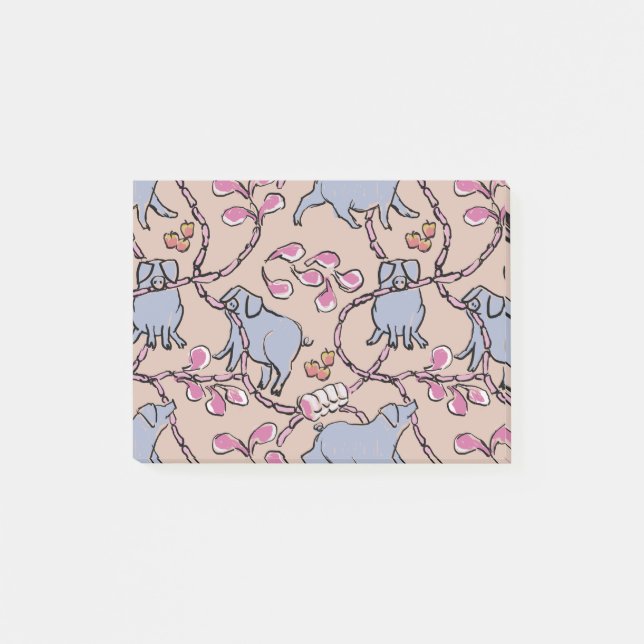 Notas Post-it® Patrón divertidísimo año de cerdo chino vietnamita (Anverso)