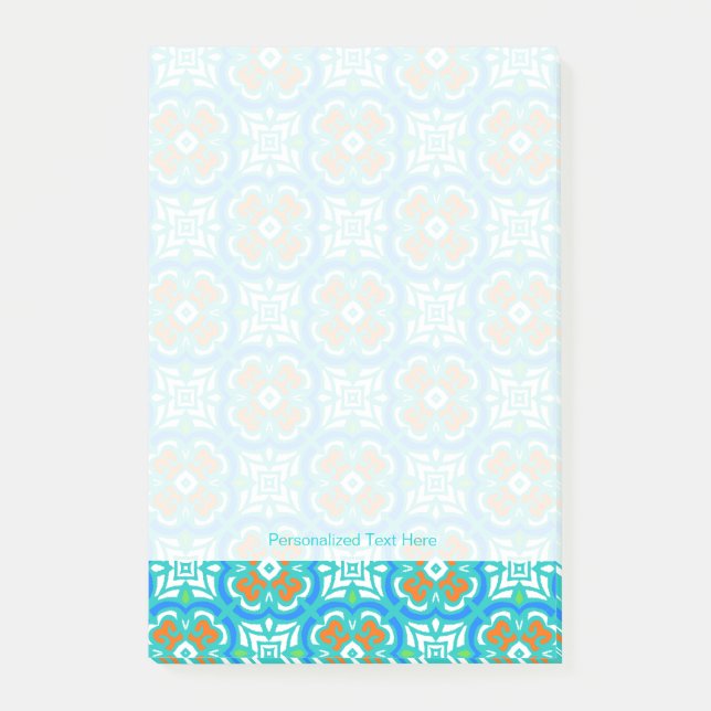 Notas Post-it® Patrón étnico Verde azulado (Anverso)