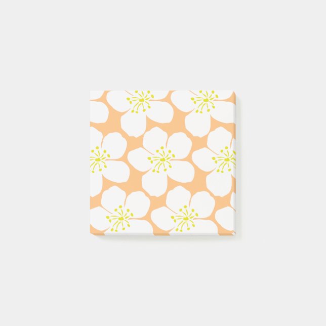 Notas Post-it® Patrón floral blanco (Anverso)