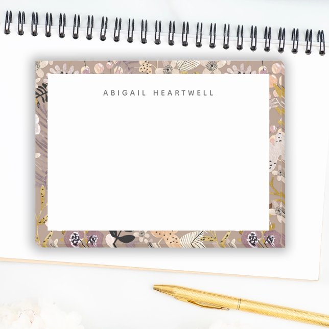 Notas Post-it® Patrón floral boho caprichoso Agrega tu nombre (Subido por el creador)
