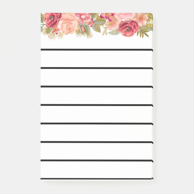 Notas Post-it® Patrón floral de acuarela (Anverso)