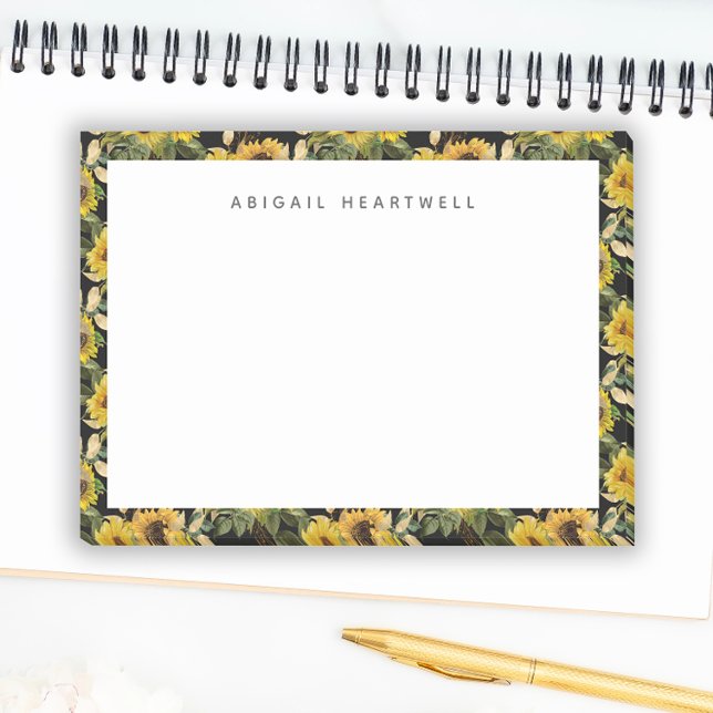 Notas Post-it® Patrón floral de girasoles amarillos Añadir su nom (Subido por el creador)