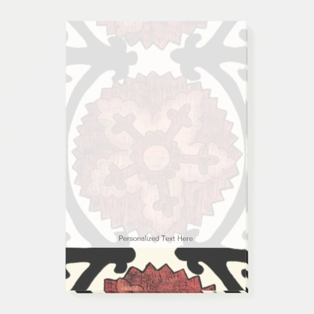 Notas Post-it® Patrón floral decorativo de estilo suzani (Anverso)