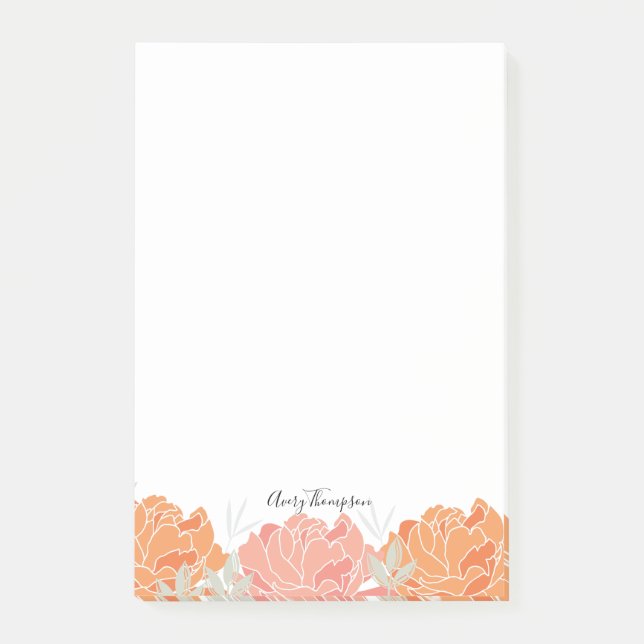 Notas Post-it® Patrón Floral Elegante Pastel Peonies (Anverso)