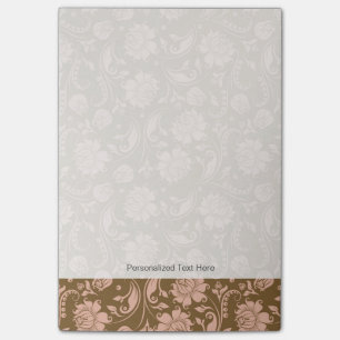 Notas Post-it® Patrón floral rosa y marrón