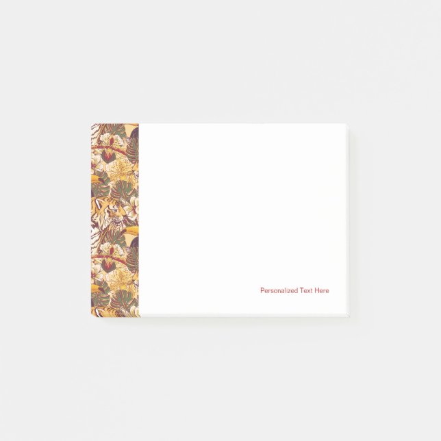 Notas Post-it® Patrón floral tropical con tigre (Anverso)
