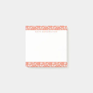 Notas Post-it® Patrón floral tropical de color coral moderno