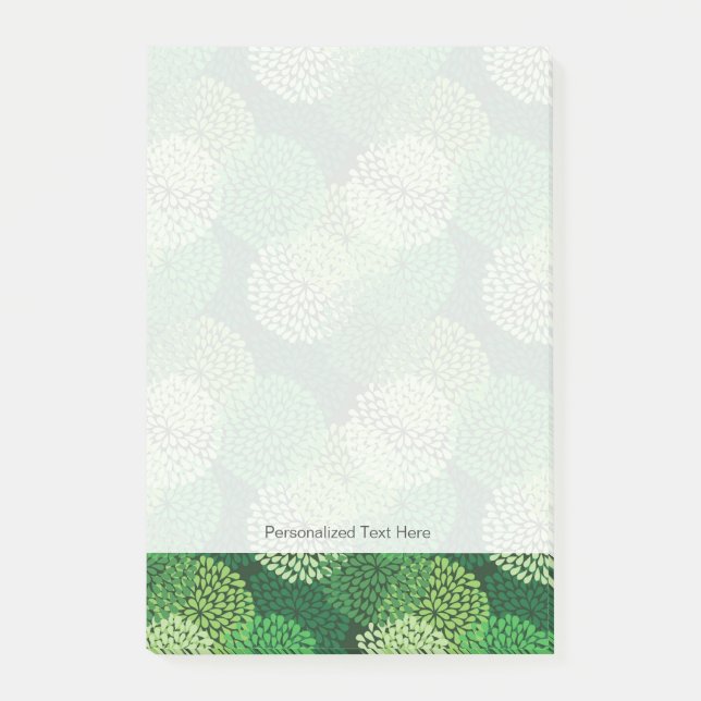 Notas Post-it® Patrón floral verde (Anverso)