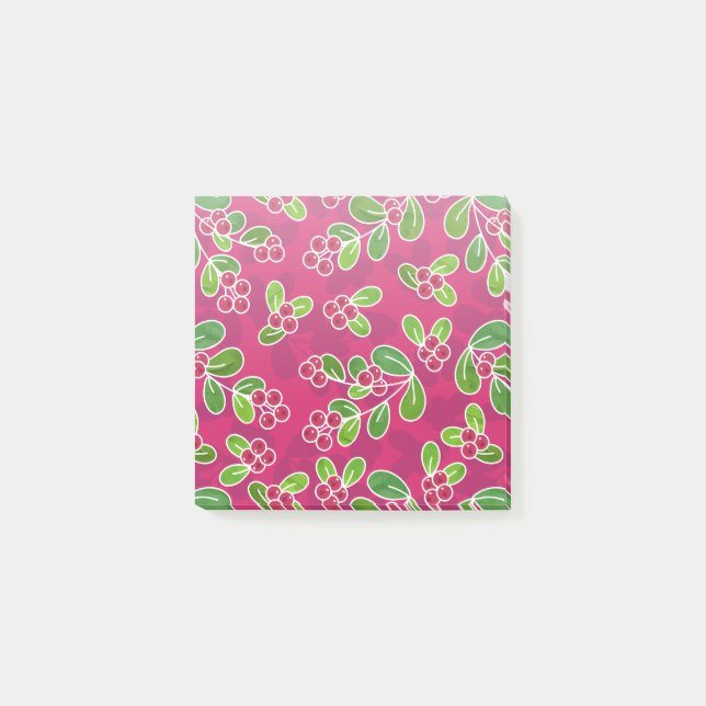 Notas Post-it® Patrón Foliage de Cranberry Festial, Fuchsia (Anverso)
