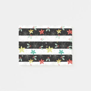 Notas Post-it® Patrón follaje de franjas y Navidades