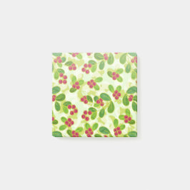Notas Post-it® Patrón Fruta de Cranberry Festial, Verde