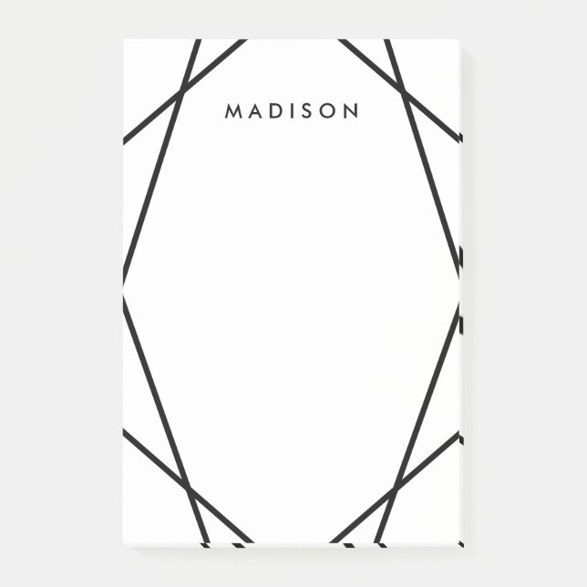 Notas Post-it® Patrón geométrico moderno en blanco y negro (Anverso)