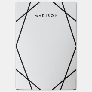 Notas Post-it® Patrón geométrico moderno en blanco y negro
