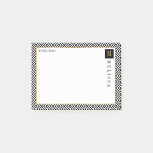 Notas Post-it® Patrón Geométrico Moderno Negro Y Blanco