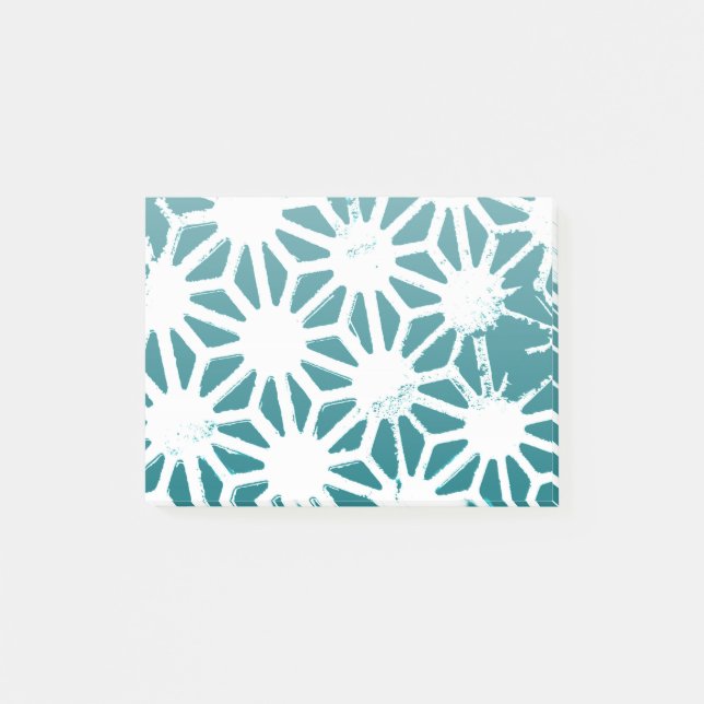Notas Post-it® Patrón geométrico verde azulado y blanco (Anverso)