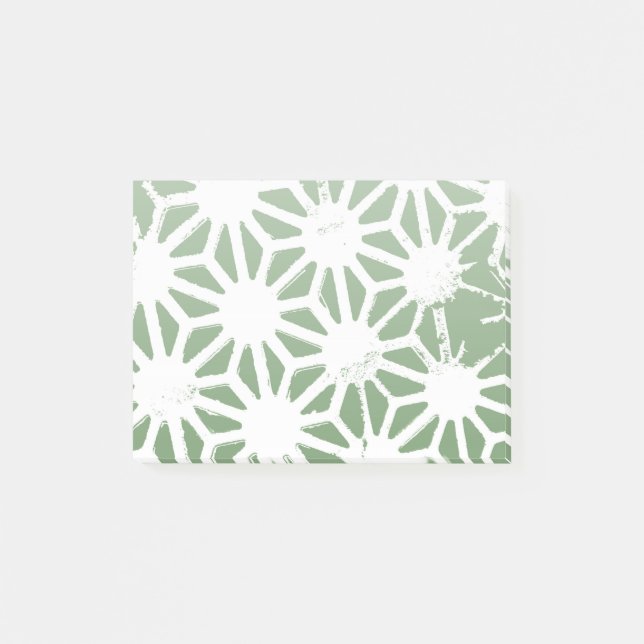 Notas Post-it® Patrón geométrico verde oliva y blanco (Anverso)