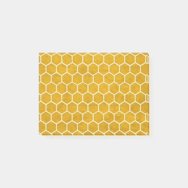 Notas Post-it® Patrón hexagonal exagerado amarillo (Anverso)