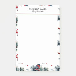 Notas Post-it® Patrón holly y bullfinch de los navidades