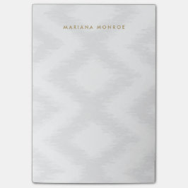 Notas Post-it® PATRÓN IKAT DE DISEÑADOR en GRIS/BLANCO Personaliz
