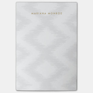 Notas Post-it® PATRÓN IKAT DE DISEÑADOR en GRIS/BLANCO Personaliz