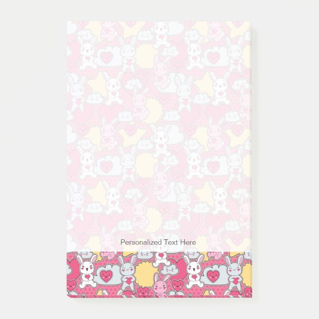 Notas Post-it® Patrón infantil Kawaii con Doodles cortos (Anverso)