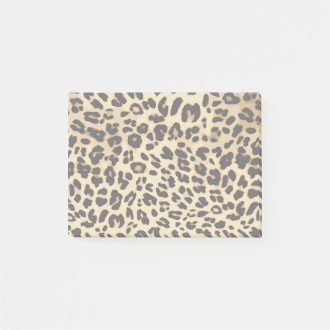 Notas Post-it® Patrón leopardo impresión animal negro/oro (Anverso)