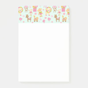 Notas Post-it® Patrón lindo con animales y juguetes felices