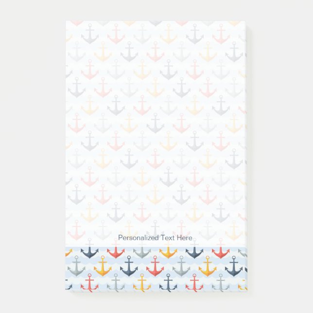 Notas Post-it® Patrón náutico con anclas (Anverso)