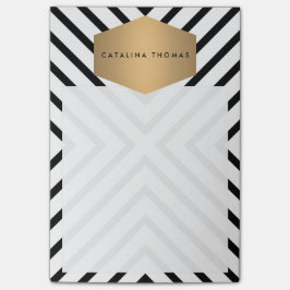 Notas Post-it® Patrón negro y blanco retro con emblema dorado