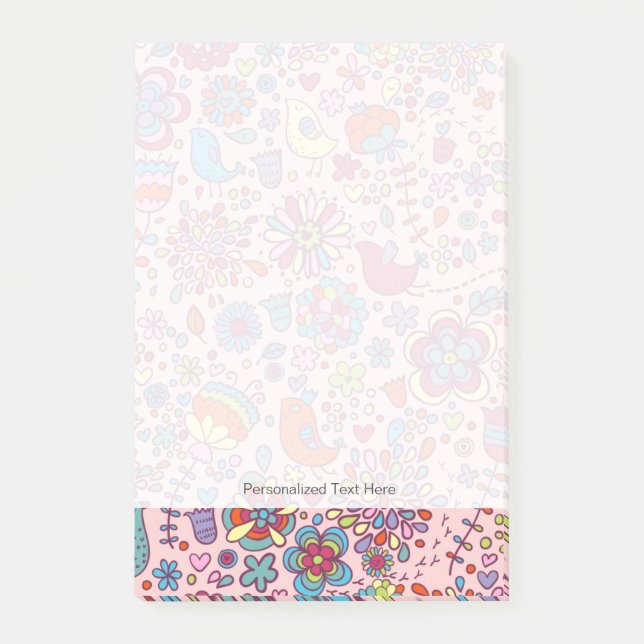 Notas Post-it® Patrón primaveral con flores coloridas (Anverso)