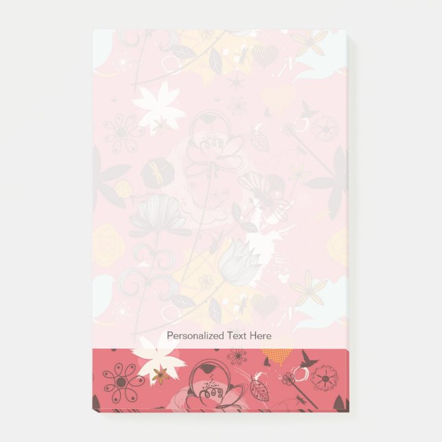 Notas Post-it® Patrón retro floral 2 (Anverso)