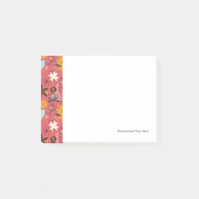 Notas Post-it® Patrón retro floral 2 (Anverso)