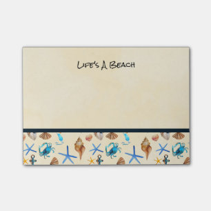 Notas Post-it® Patrón Temático De Vida En Playa Y Mar