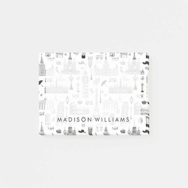 Notas Post-it® Patrón Vacaciones En Europa (Anverso)