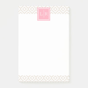 Notas Post-it® Patrón y monograma de diamantes de línea