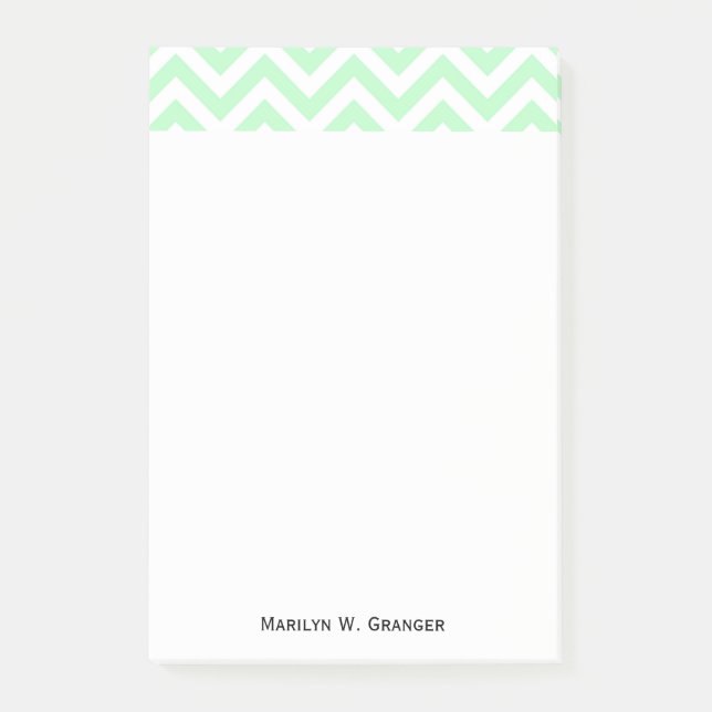 Notas Post-it® Patrón ZigZag de Chevron grande blanco Mint (Anverso)