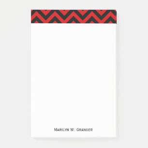 Notas Post-it® Patrón ZigZag de Chevron grande rojo y negro