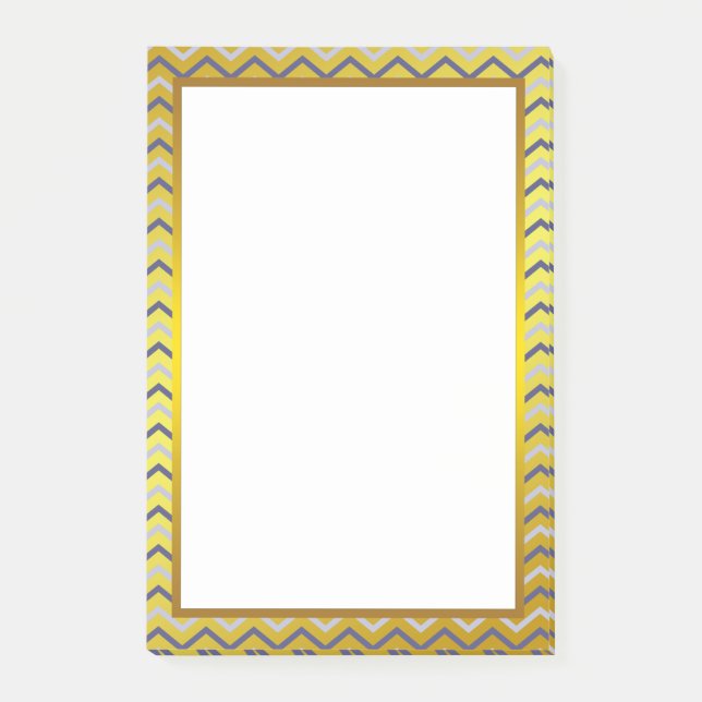 Notas Post-it® Patrón Zigzag de Chevron gris plateado Relieve met (Anverso)