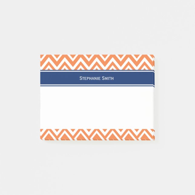 Notas Post-it® Patrón Zigzag Naranja personalizado (Anverso)