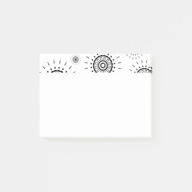 Notas Post-it® Patrones de ráfagas negras sobre blanco (Anverso)