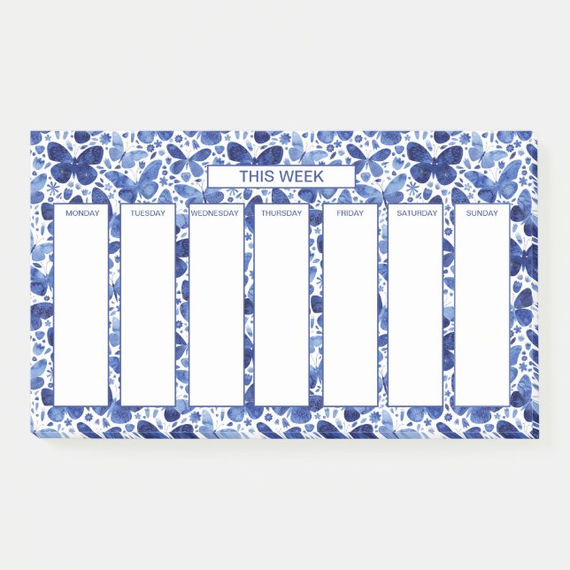 Notas Post-it® Pauta semanal de mariposa acuarela (Anverso)