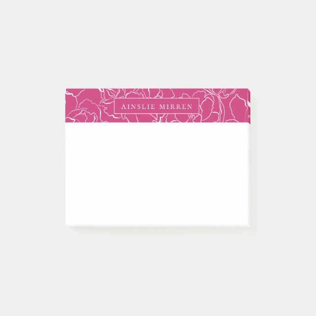 Notas Post-it® Pavo Pink simple floral personalizado (Anverso)
