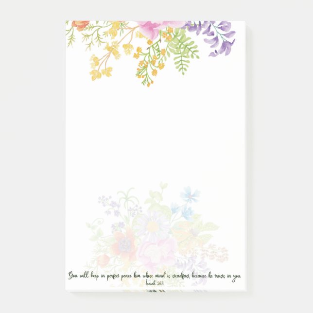 Notas Post-it® Paz perfecta acuarela floral   (Anverso)