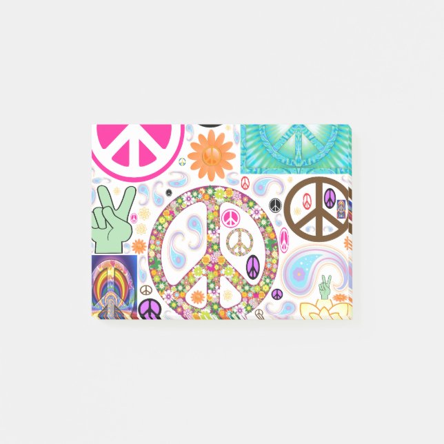 Notas Post-it® Paz y collage de Paisley (Anverso)