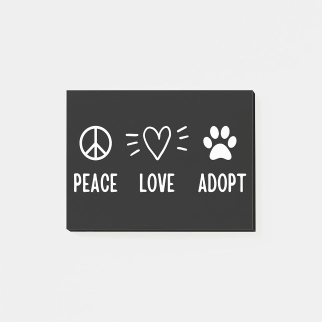 Notas Post-it® Peace Love Adopte (Anverso)