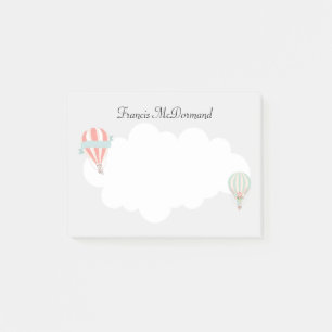 Notas Post-it® Peach and Mint Vintage Hot Air Balloon Personalice